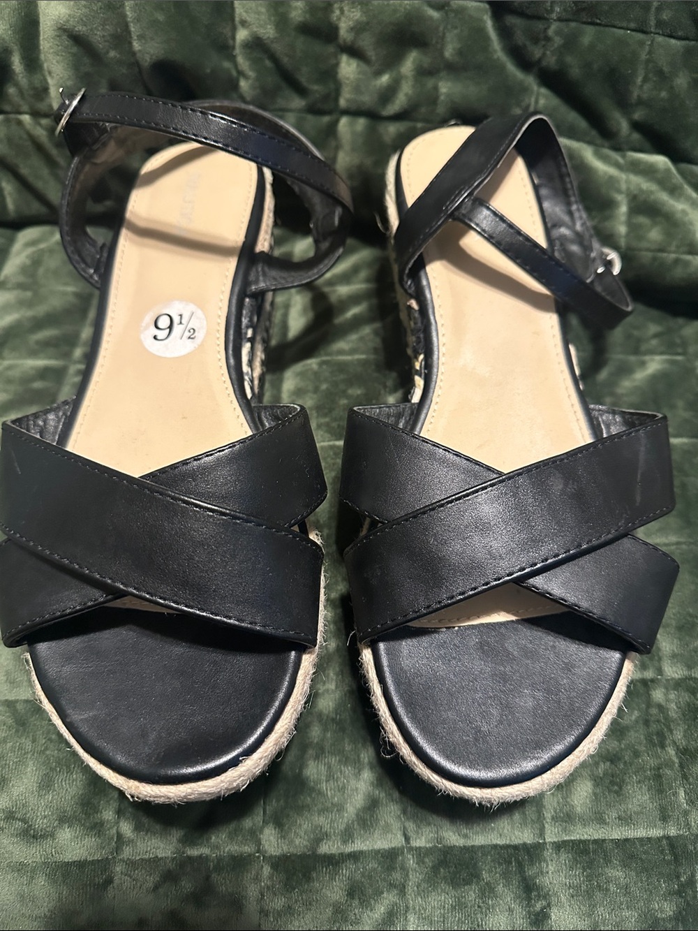 Nautica Black Crisscross Ankle-Strap Espadrille Sandals
